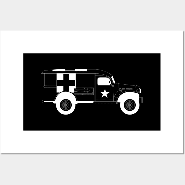 Dodge WC-54 White Outline Wall Art by kindacoolbutnotreally